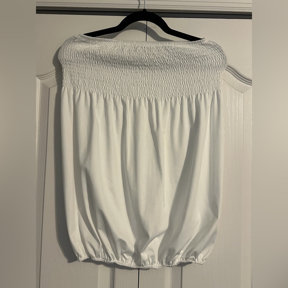White Strapless Elastic Tube Top